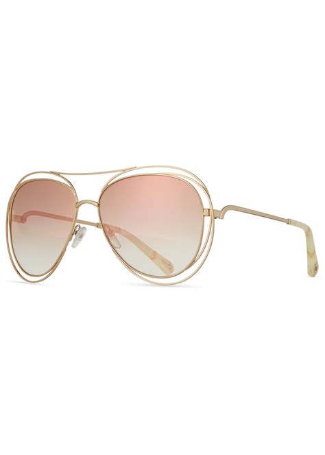 Chloe Carlina Trimmed Aviator Sunglasses .